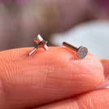 Star Flat Back Stud Earrings in Solid 14k White Gold