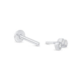 Graduated Gemstone Flat Back Stud Earrings Milgrain Set in Solid 14k White Gold