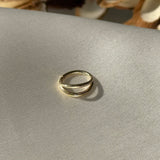 Twin Band Statement Hoop in Solid 14k Yellow Gold