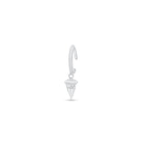 Diamond Spike Charm Illusion Hoop Ballback Earring in Solid 14k White Gold