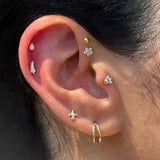 Solid 14k Gold Teardrop Opal Milgrain Stud Earring