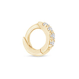 Cubic Zirconia Studded Huggie Hoop in Solid 14k Yellow Gold