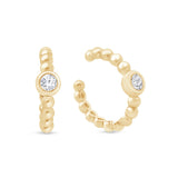 Beaded Bubble Cuff with Stud in Solid 14k Yellow Gold