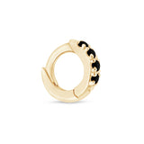 Black Onyx Pavé Studded Huggie Earring in Solid 14k Yellow Gold
