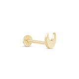 Crescent Moon Flat Back Stud Earrings in Solid 14k Yellow Gold