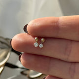 Solitaire Diamond Drop Flat Back Stud Earrings in Solid 14k Yellow Gold