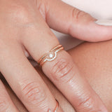 Diamond Curve Double Layer Band in Solid 14k Yellow Gold