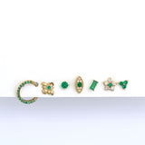 Emerald Studded Clicker Hoop in Solid 14k Yellow Gold