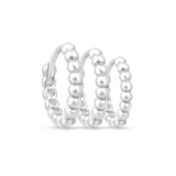 Bubble Beaded Hoop Earring in Solid 14k White Gold