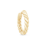 Twisted Rope Huggie Hoop in Solid 14k Yellow Gold