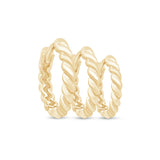 Twisted Rope Huggie Hoop in Solid 14k Yellow Gold