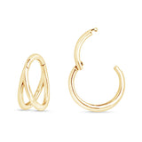 Twin Band Statement Hoop in Solid 14k Yellow Gold