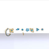 Blue Topaz Pavé Studded Eternity Clicker Hoop in Solid 14k Yellow Gold