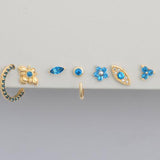 Marquise London Blue Topaz Flat Back Stud Earrings in Solid 14k Yellow Gold