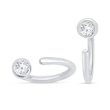 Cubic Zirconia Ear Cuff in Solid 14k White Gold