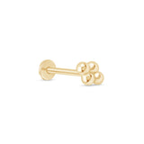 Bead Cluster Flat Back Stud Earrings in Solid 14k Yellow Gold