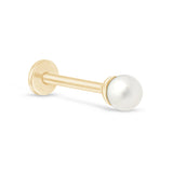 Pearl Flat Back Stud Earrings in Solid 14k Yellow Gold