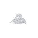 Leaf Flat Back Stud Earrings in Solid 14k White Gold