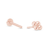 Bead Cluster Flat Back Stud Earrings in Solid 14k Rose Gold