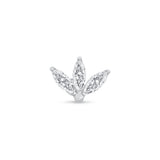 Marquise Gemstone Lotus Flat Back Stud Earrings in Solid 14k White Gold