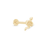 Snake Flat Back Stud Earrings in Solid 14k Yellow Gold