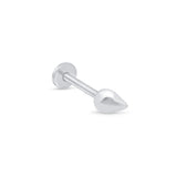 Teardrop Threaded Flat Back Stud Earrings in Solid 14k White Gold