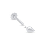 Teardrop Threaded Flat Back Stud Earrings in Solid 14k White Gold