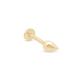 Teardrop Threaded Stud Flat Back Stud Earrings in Solid 14k Yellow Gold