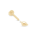 Teardrop Threaded Stud Flat Back Stud Earrings in Solid 14k Yellow Gold