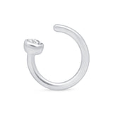 Cubic Zirconia Ear Cuff in Solid 14k White Gold