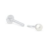 Pearl Flat Back Stud Earrings Flat Back Stud Earrings in Solid 14k White Gold