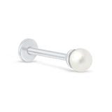 Pearl Flat Back Stud Earrings Flat Back Stud Earrings in Solid 14k White Gold