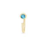 Blue Topaz Ear Cuff in Solid 14k Yellow Gold