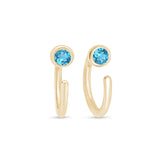 Blue Topaz Ear Cuff in Solid 14k Yellow Gold