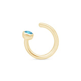 Blue Topaz Ear Cuff in Solid 14k Yellow Gold