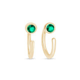 Emerald Ear Cuff in Solid 14k Yellow Gold