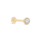 Gemstone Flat Back Stud Earrings Milgrain Set in Solid 14k Yellow Gold