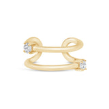 Cubic Zirconia Double Wire Ear Cuff in Solid 14k Yellow Gold