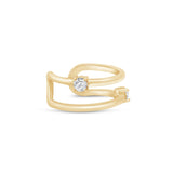 Cubic Zirconia Double Wire Ear Cuff in Solid 14k Yellow Gold