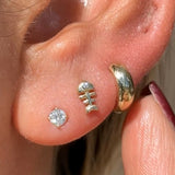 Fishbone Flat Back Stud Earrings in Solid 14k Yellow Gold