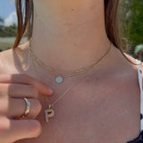 Beaded Double Wrap Medallion Necklace in Solid 14k Yellow Gold