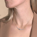 Heart Knot Diamond Bar Necklace in Solid 10k Yellow Gold