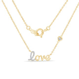 Diamond Love Necklace in Solid 14k Yellow Gold