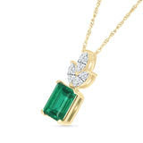 Emerald Pendant with Crown in Solid 10k Yellow Gold