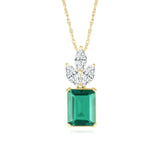 Emerald Pendant with Crown in Solid 10k Yellow Gold