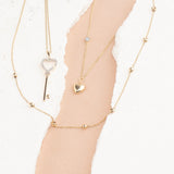 Classic Beaded Chain Necklace in Solid 14k Yellow Gold
