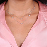 Diamond Butterfly Station Necklace in Solid 14k Yellow Gold