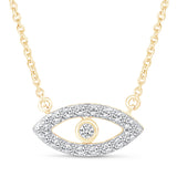 Diamond Evil Eye Necklace in Solid 10k Yellow Gold