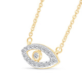 Diamond Evil Eye Necklace in Solid 10k Yellow Gold