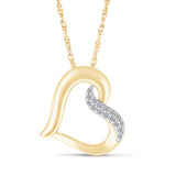 Twisted Gold and Diamond Heart Necklace in Solid 10k Yellow Gold
